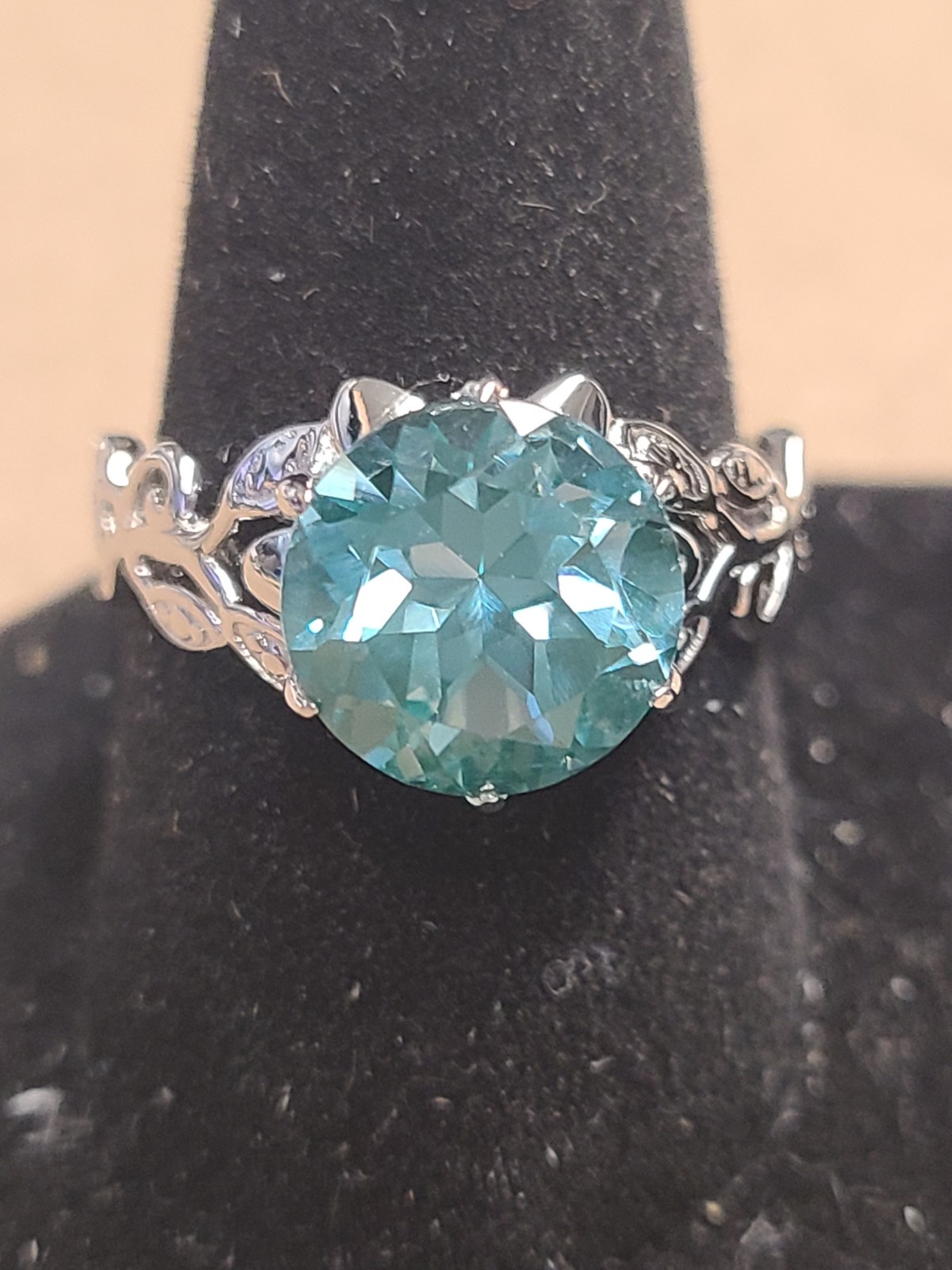 Green Lab Created Spinel Rhodium Over Silver Ring 3.27ct Sz8