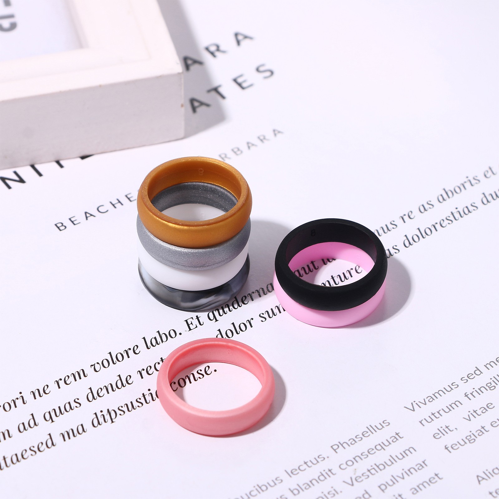 7Pcs 8MM Women Sporty Comfortable Silicone Fit Sports Wedding Ring Rubber Bands