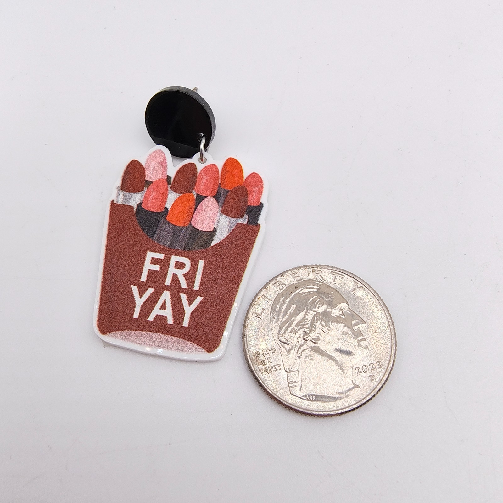 Fri-Yay Dangle Earrings Lipstick Crayon Box Fun Pop Art Statement Pierced Stud