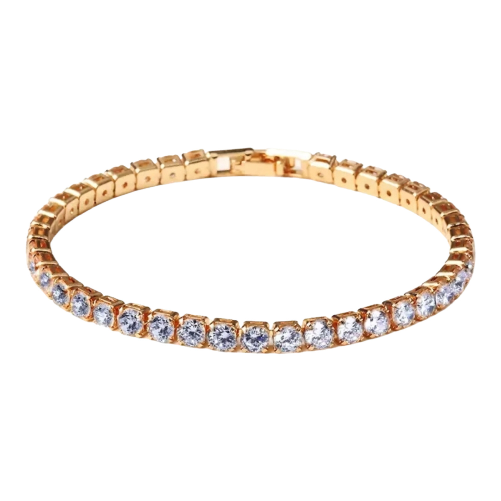 Gold Plated Tennis Bracelet With AAA Cubic Zirconia For Women, Hip Hop Jewelry