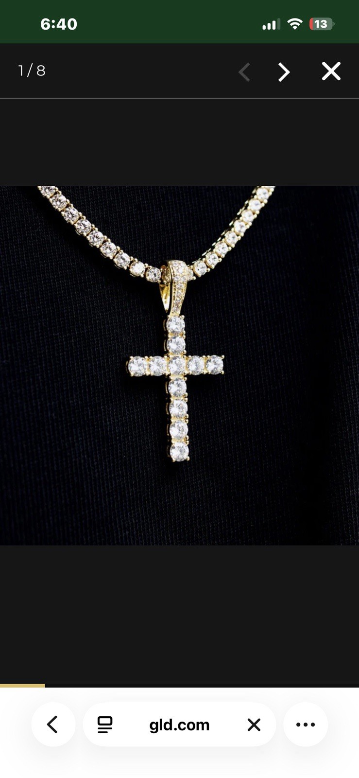 GLD Shop Diamond Cross Pendant in Yellow Gold (ONLY PENDENT) 18k CZ Stones