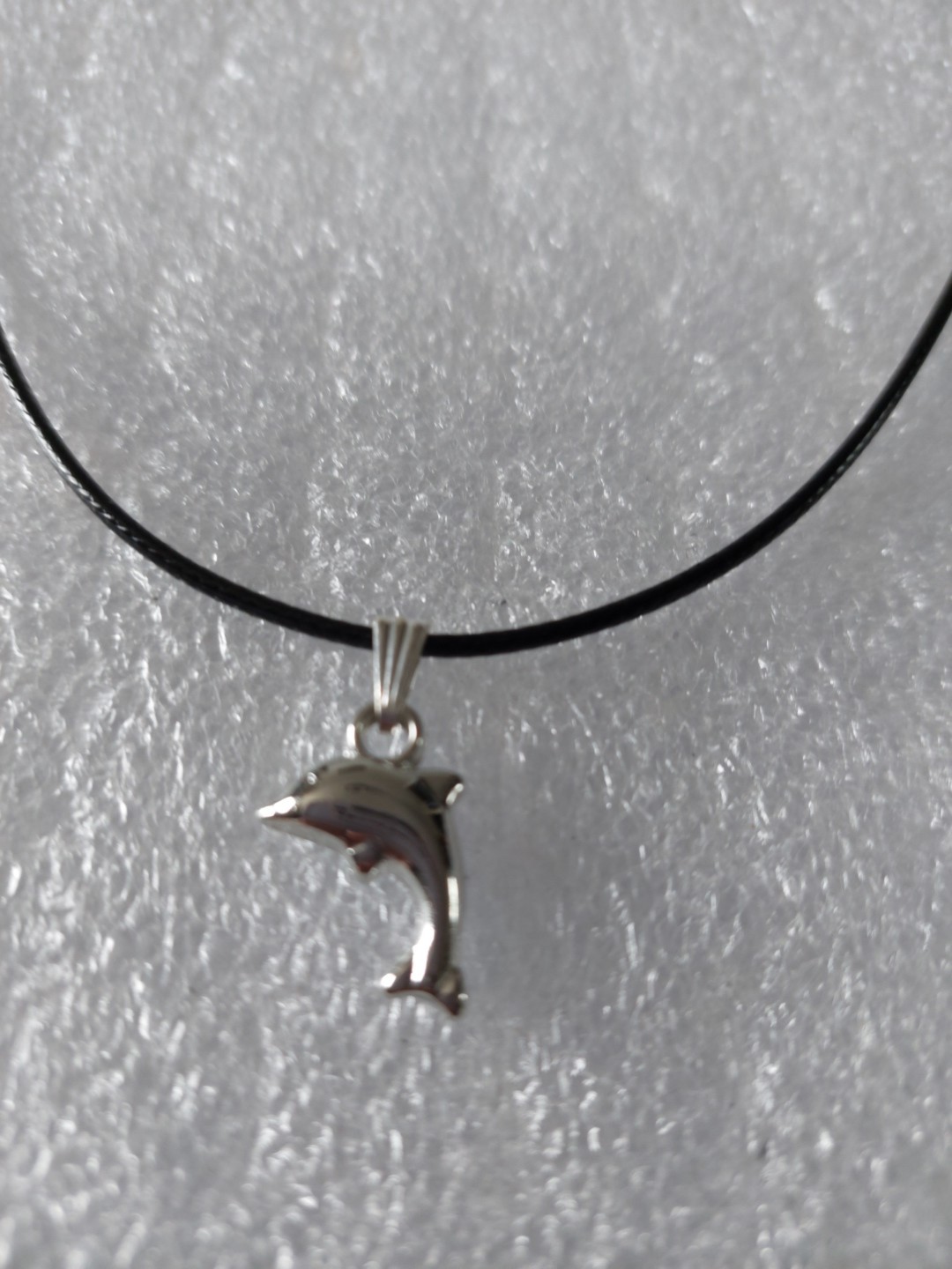 Black Cord Dolphin Pendant Necklace (F610) New