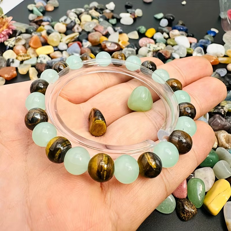 Green Aventurine Tiger Eye Bracelet Money Luck Healing Crystal Beaded ✅