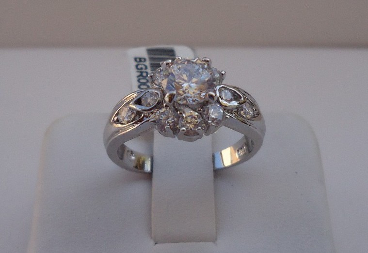 925 STERLING SILVER FLOWER RING W/ 2.50 CTS LAB SIMULATE DIAMOND SIZE 5,6,7,8,9