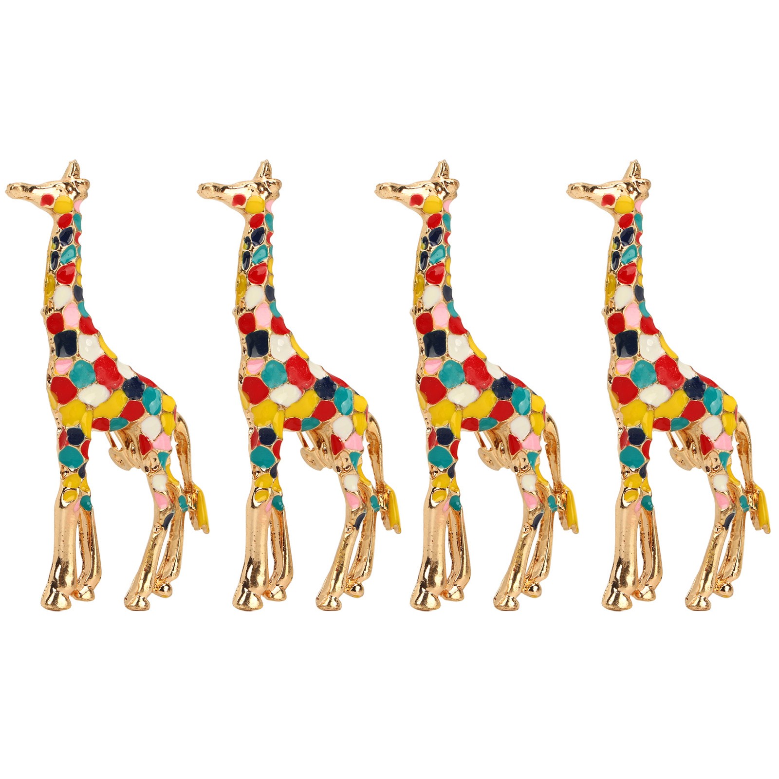 4Pcs Cartoon Giraffe Brooch Exquisite Colorful Elegant Aluminum Alloy Fashion