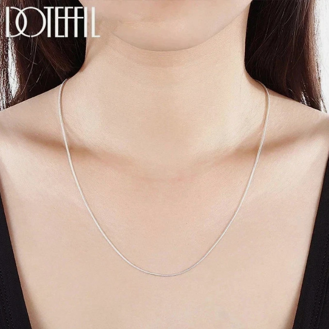 5/10pcs Wholesale 925 Sterling Solid Silver 1mm Snake Chain Necklace For Women