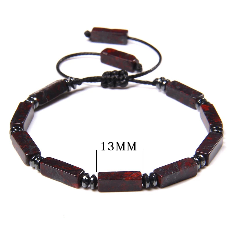 Natural Stone Bracelet Rectangle Lapis Lazuli Agates Tiger Eye Beads Adjustable