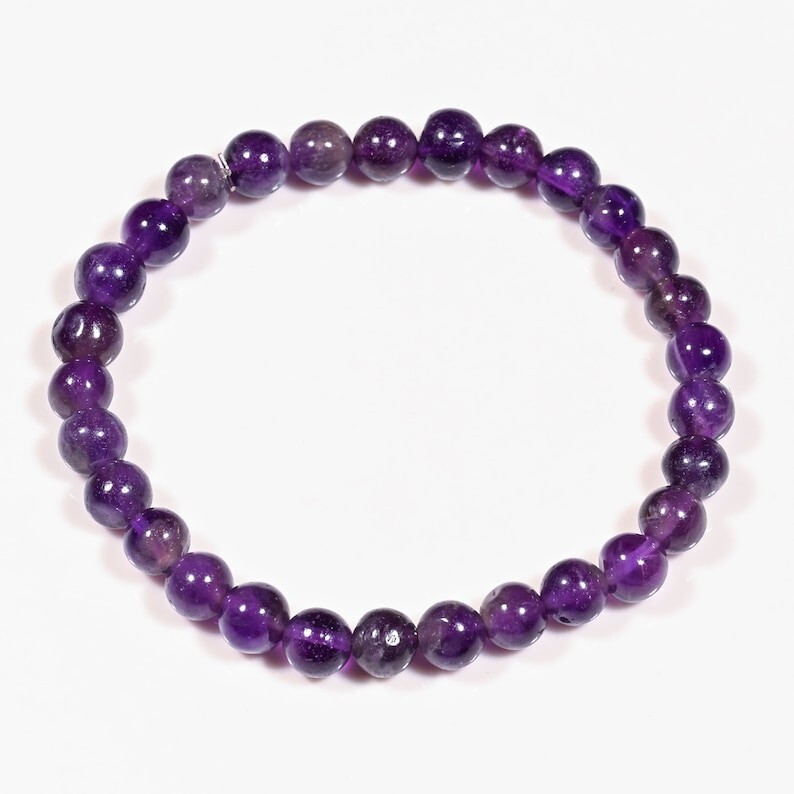 A++ Beautiful Amethyst Smooth Round Gemstone Beaded Protection Bracelets 6-8”