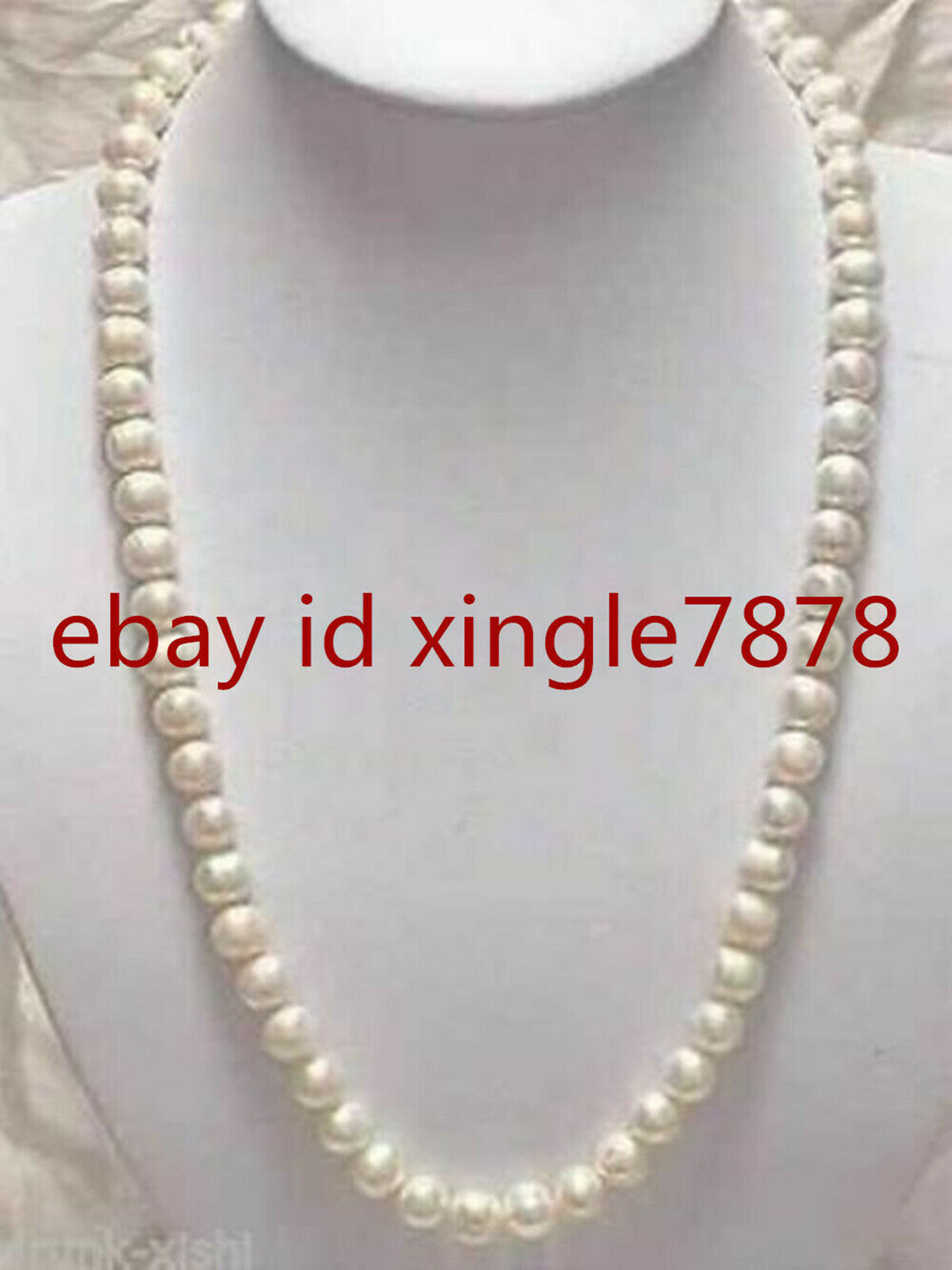 Natural 22 Inch 8-9mm Genuine White Freshwater Cultured Pearl Necklace