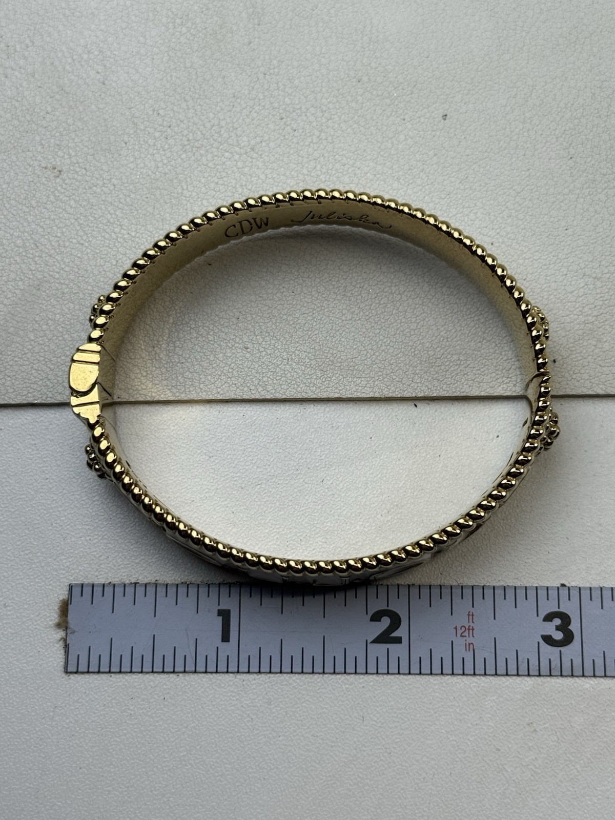 Juliska L’Amour Toujour Hinged White Enamel Bangle Bracelet