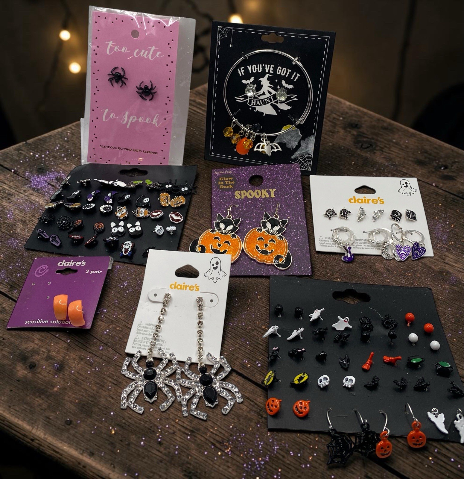 Lot Halloween Earrings Jewelry Lot Claire’s Ghost Pumpkin Spider Bat 40+ Pairs