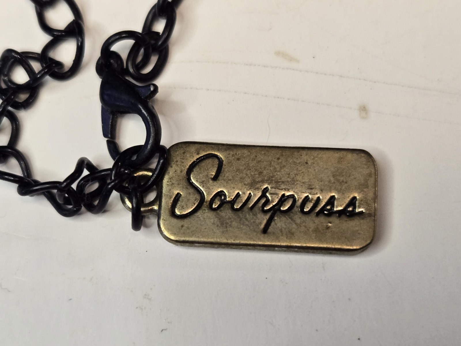 Sourpuss Necklace Brain Cupcake with Knife 10 in Chain