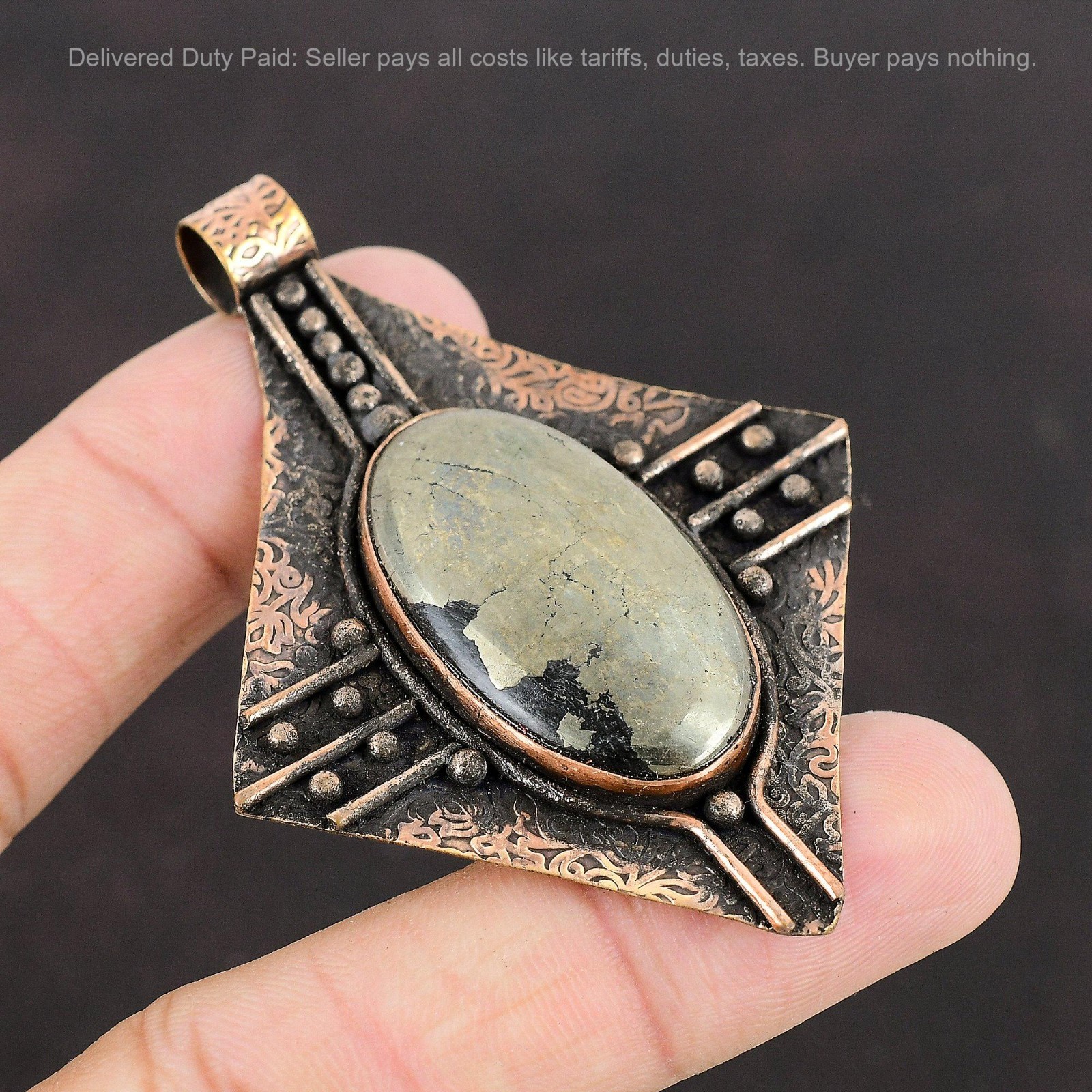 Natural Pyrite Copper Bezel Anniversary Solar Chakra Birthday Mother New Pendant