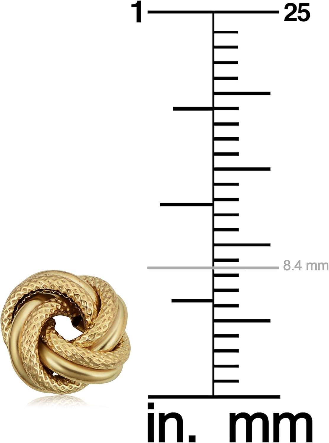 Kooljewelry 10k Yellow Gold Textured Love Knot Stud Earrings
