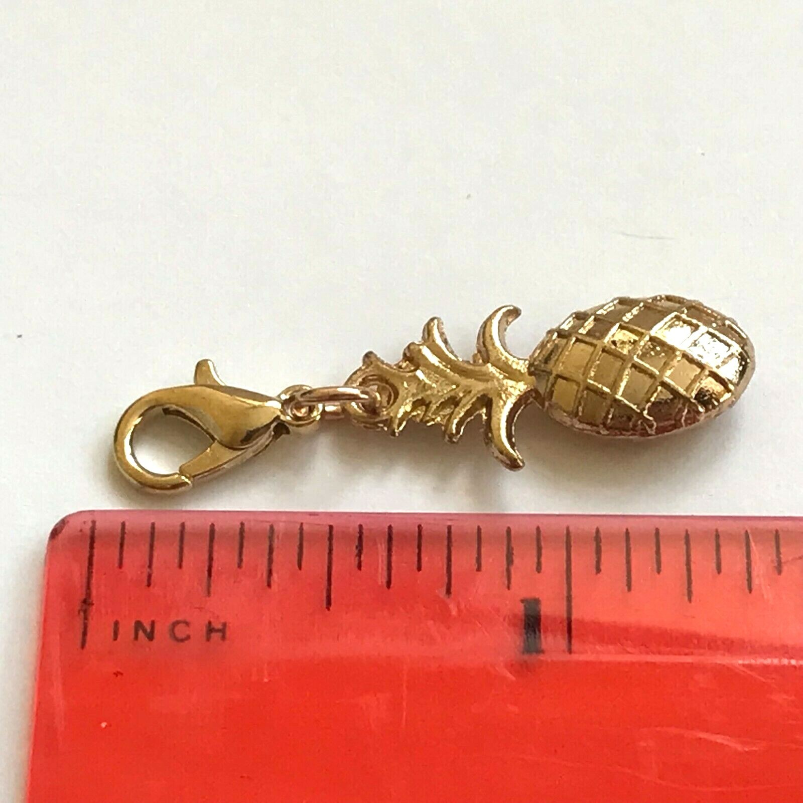 Gold Pineapple Charm Clip On Zipper Pull Purse Hawaiian Island Life Plated