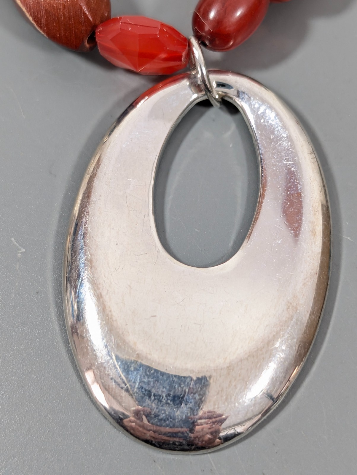 Lane Bryant Statement Pendant Necklace Silver Tone 21 in