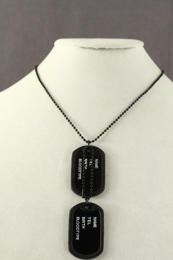 MODERN Blank Costume Jewelry Non Military ID Beaded Black Chain Silent Dog Tags