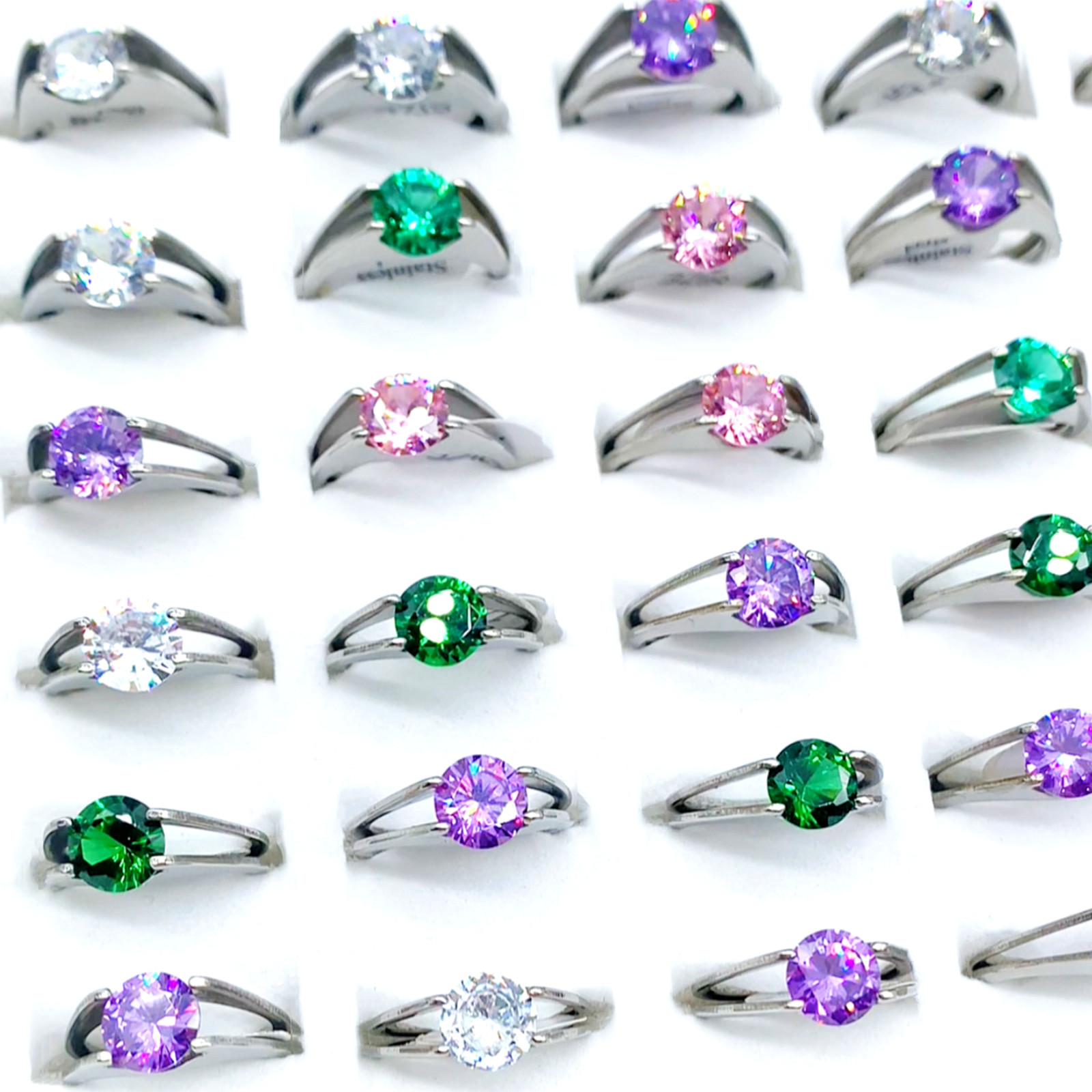 Bulk Wholesale 30 Colorful Crystal CZ Woman Wedding Rings Fashion Finger Jewelry
