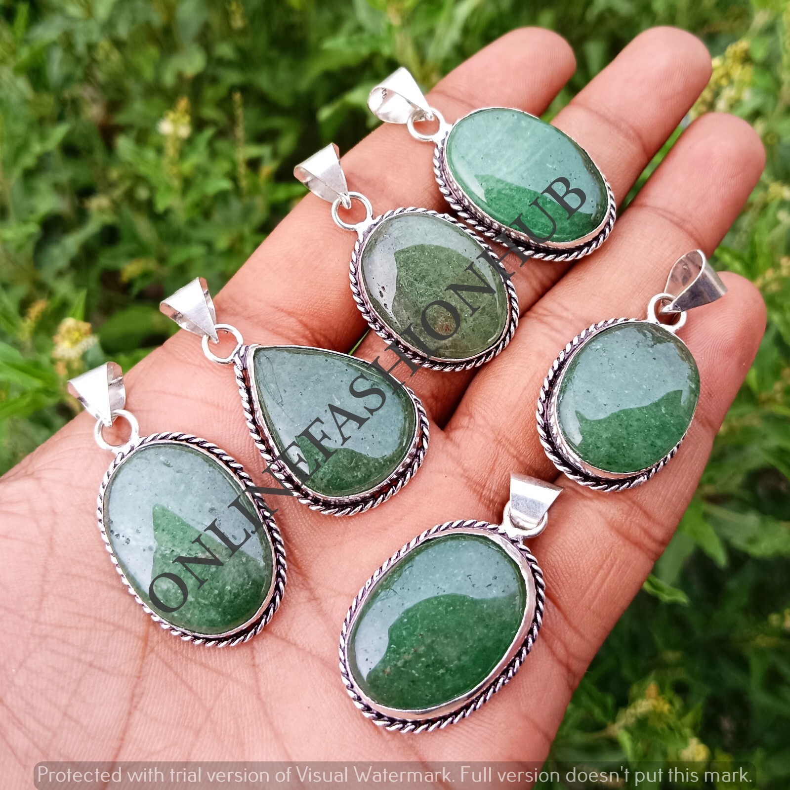 Sale Aventurine Gemstone 925 Sterling Silver Plated Wholesale Design Pendant Lot