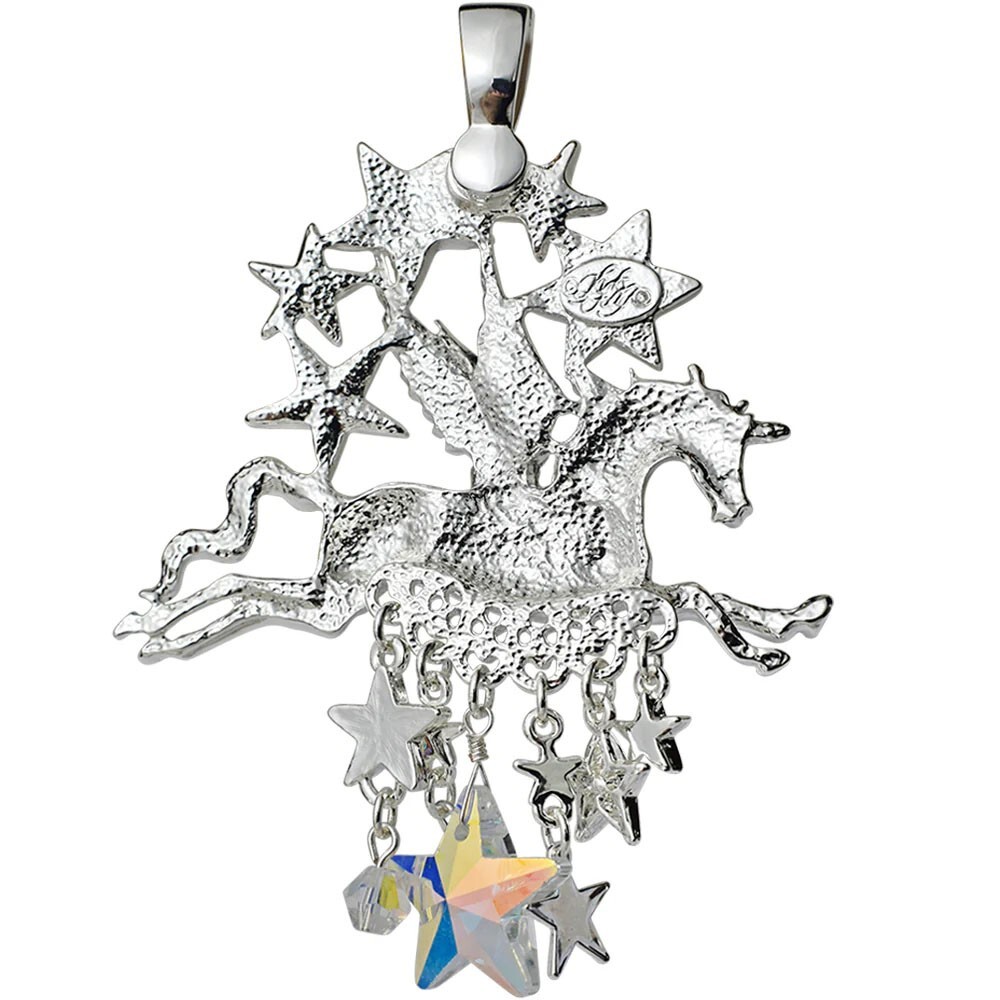 Kirks Folly Cloudwalker Dancing in the Stars Foldover Pendant silvertone UNICORN