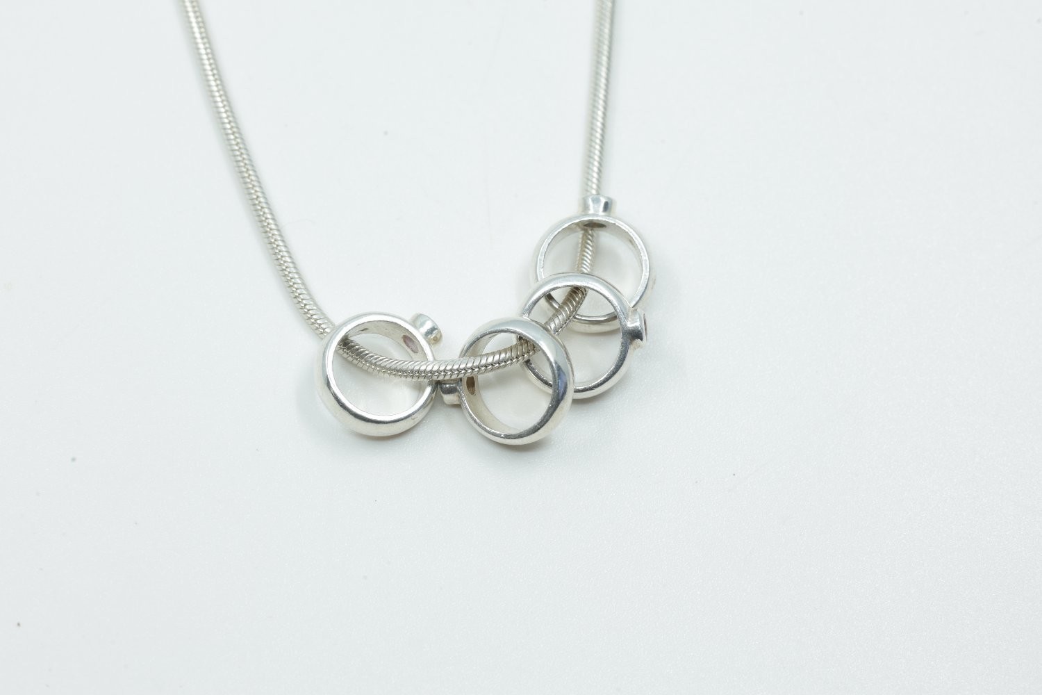Sterling Silver Multi Gemstone Slide Pendant Necklace 16″ Snake Chain 925