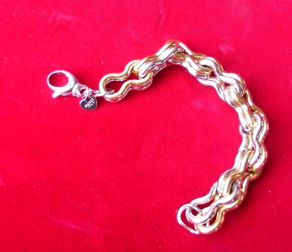Bronzo Italy solid polished double link two-tone bracelet