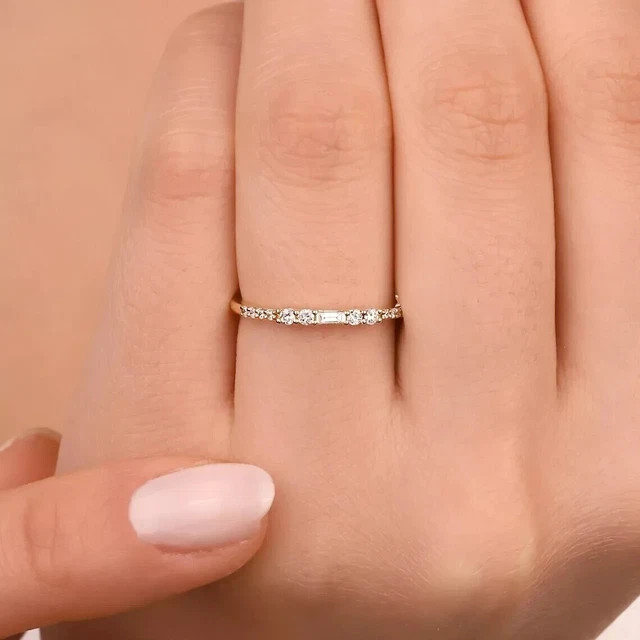 0.50 Ct Round Cut lab grown Eternity Band Wedding Ring 14K Yellow Gold Plated