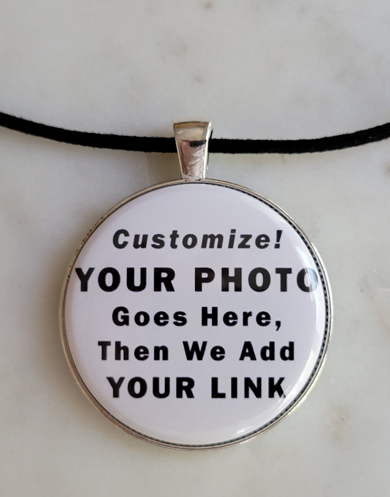 Customized 1.5″ Photo Necklace with Vinyl-Tap Technology,Unique Gifts
