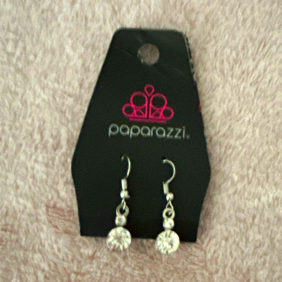 Paparazzi Silver Tone Clear Rhinestone Dangle/Drop Hook Earrings