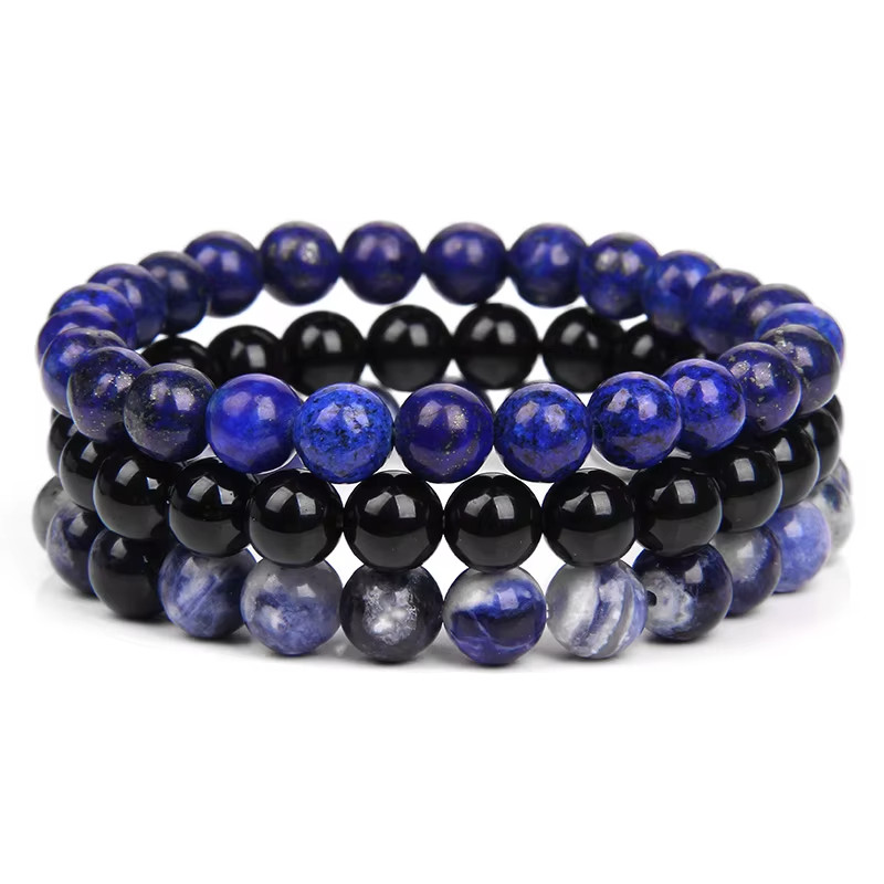 3pcs Energy Healing Stretch Bracelet Hematite Tiger Eye for Men Women Bead T35