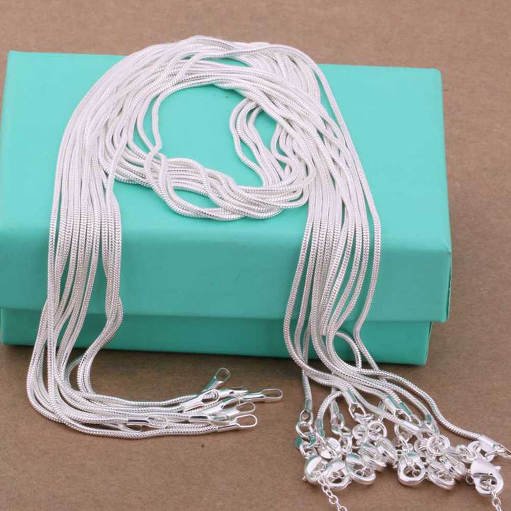 5/10Pcs Wholesale 925Sterling Solid Silver 2Mm 16-24 Inches Snake Chain Necklace