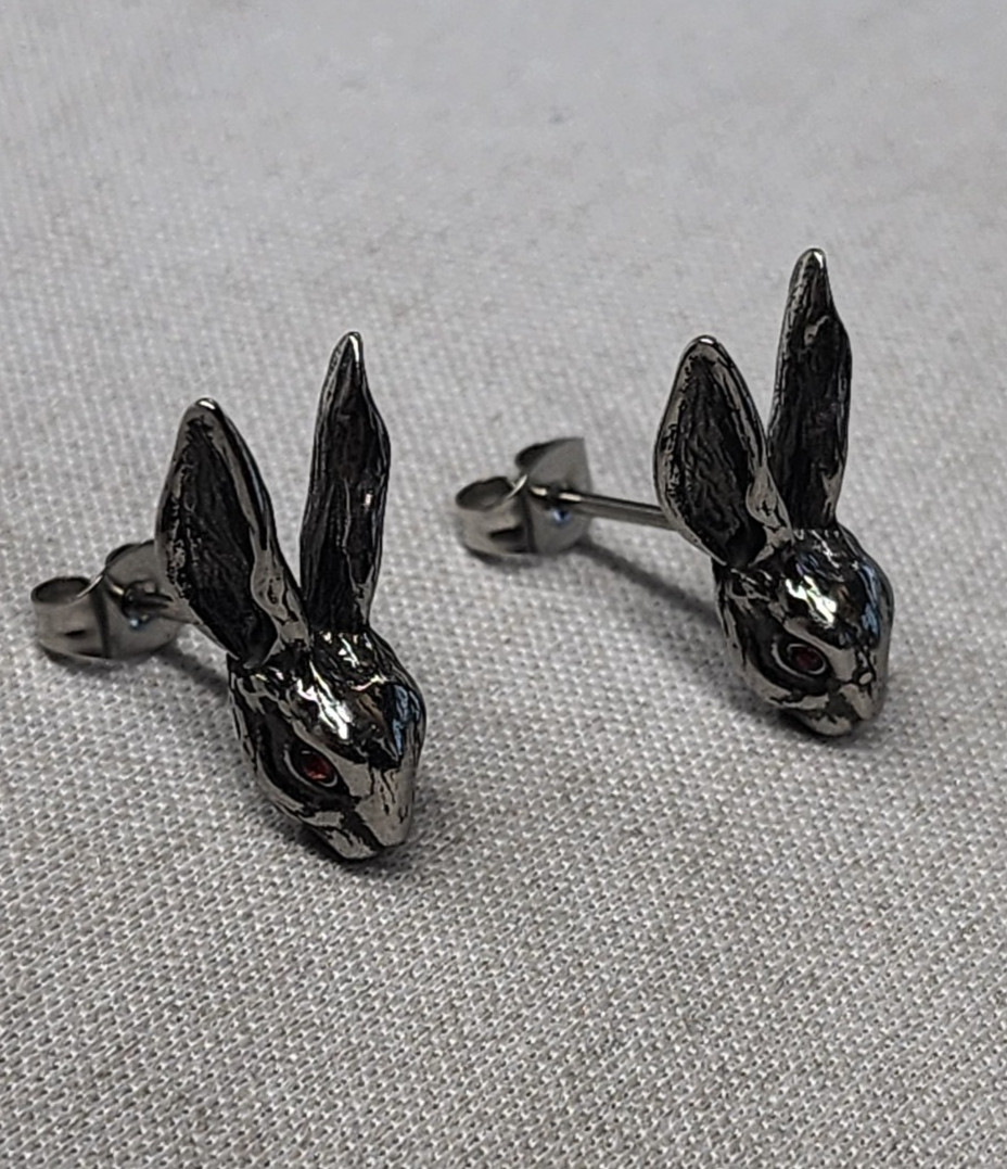 Gothic Orb Jewelry Rabbit Stud Earrings 19mm