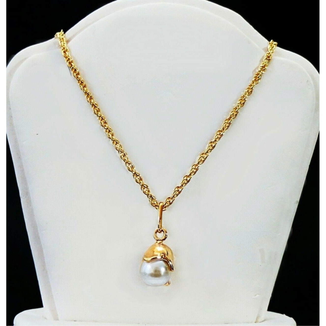Genuine 14K gold fille Pearl-Dolphin 3D Pendant 17 inch flex rope chain Necklace