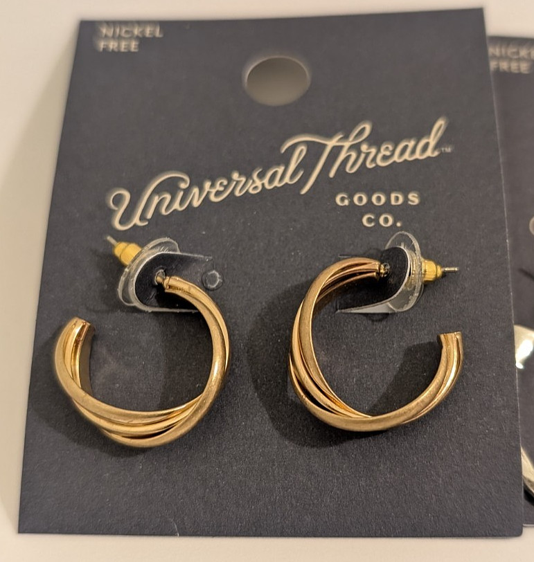 Universal Thread Goods Co. Lot of 5 Pair Earrings Dangle Hoops Silver Gold Tone