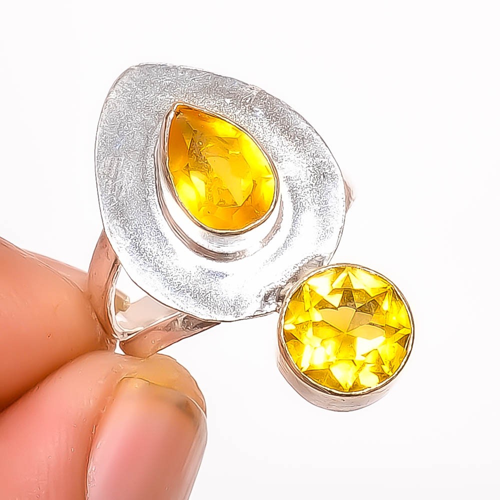 Citrine Gemstone 925 Silver Plated Ring s.7 TR7508-2180