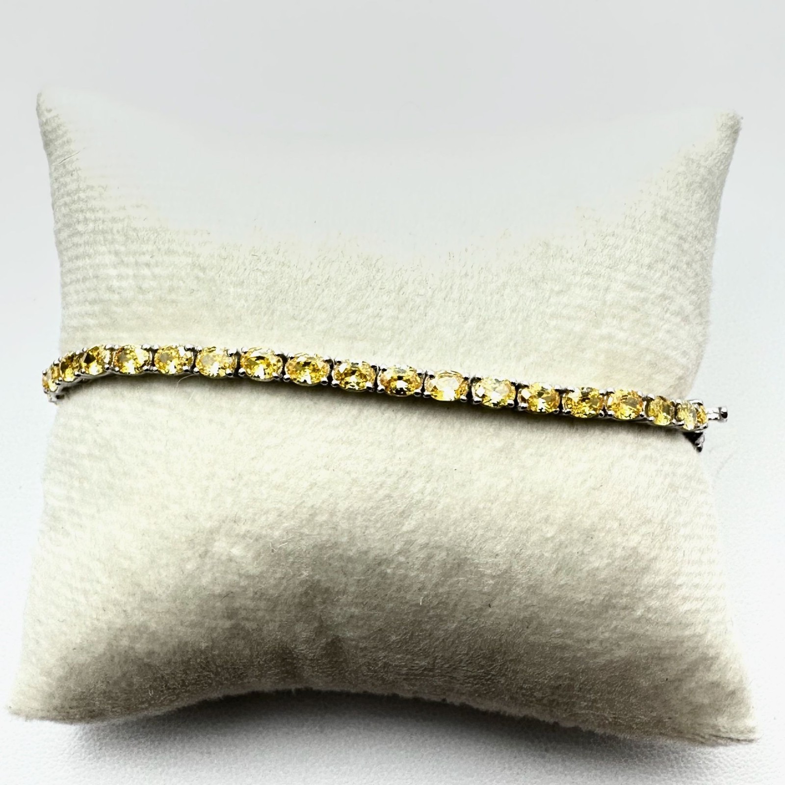 JTV Simulated Canary Diamond Sterling Silver Tennis Bracelet 7 Inch New