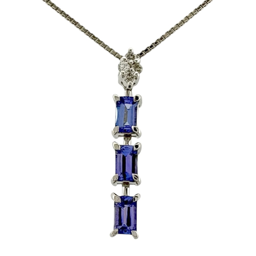 no brand Necklace K18 white gold Tanzanite 0.96ct diamond 0.08ct used