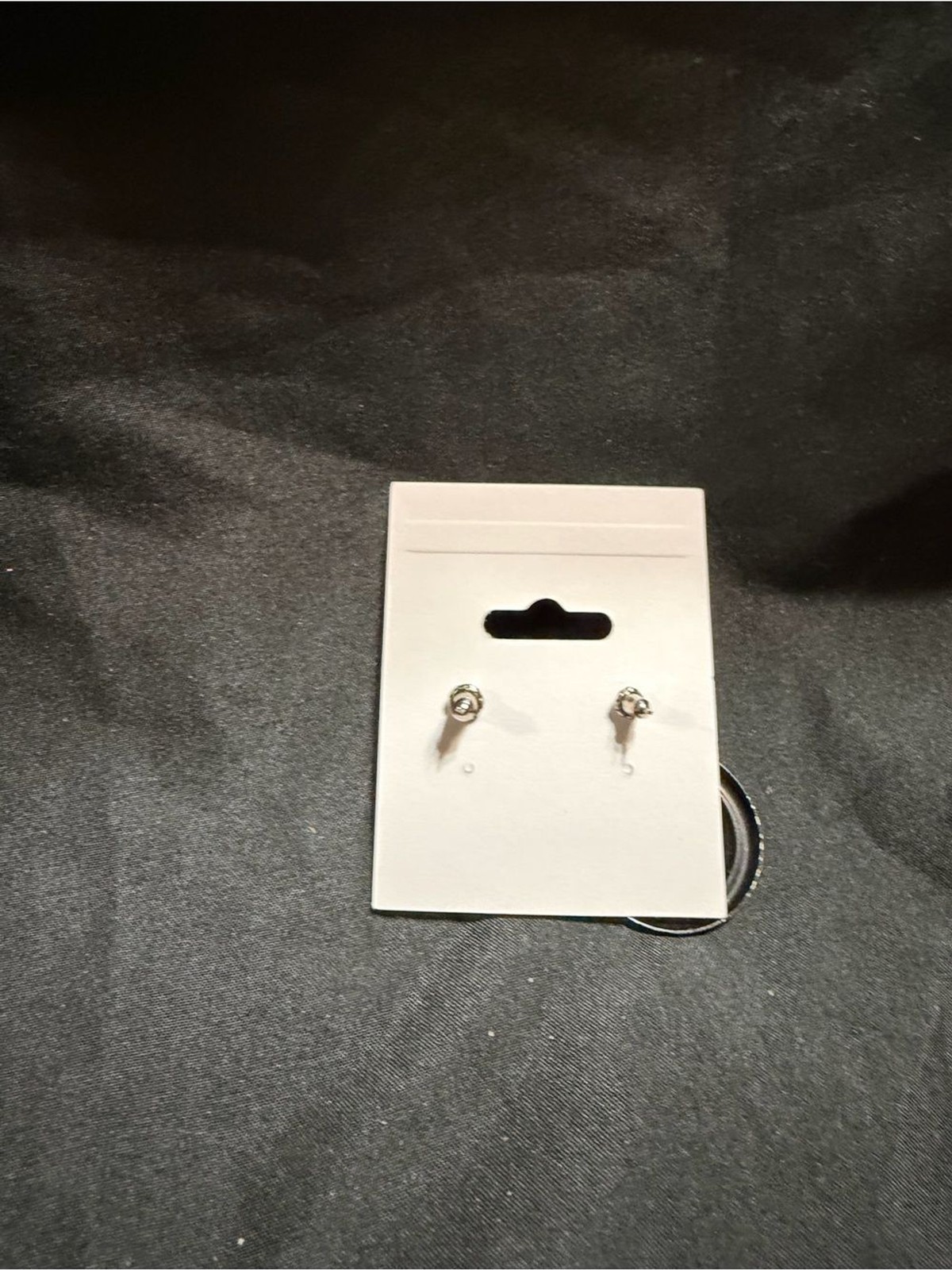 Source Unknown Black Hoop Drop Earrings with Cream Dots