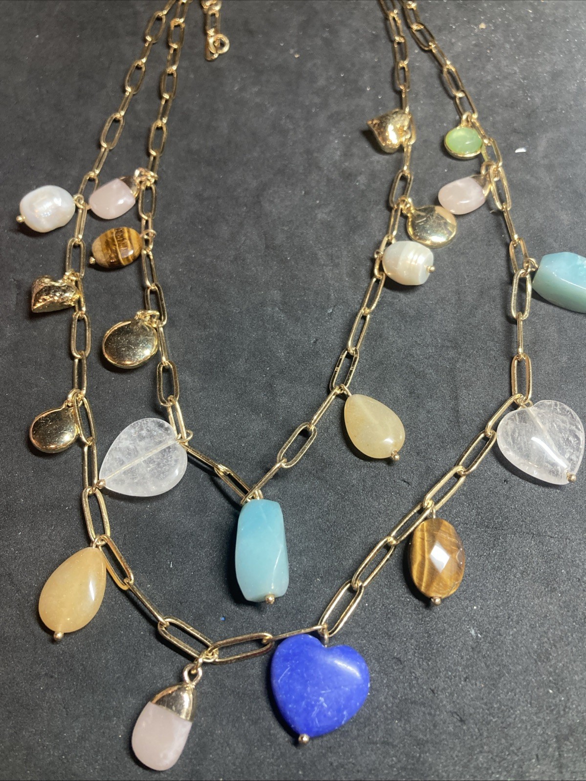 Talbots 16-22” Layered Semi Precious Stone Necklace B156