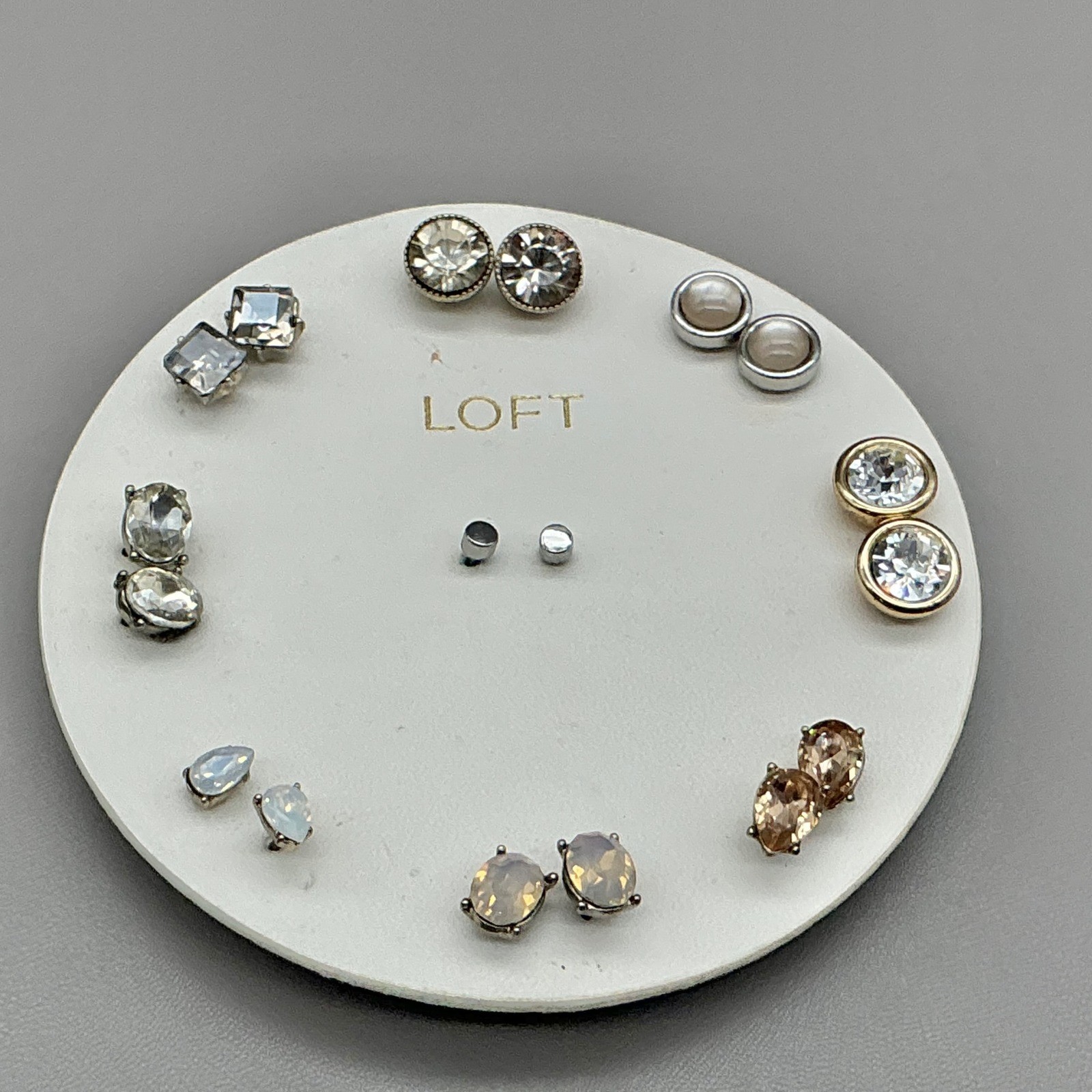 LOFT Earrings Women Multi Gold Tone Silver Tone Crystal Faux Pearl Studs 0.25″