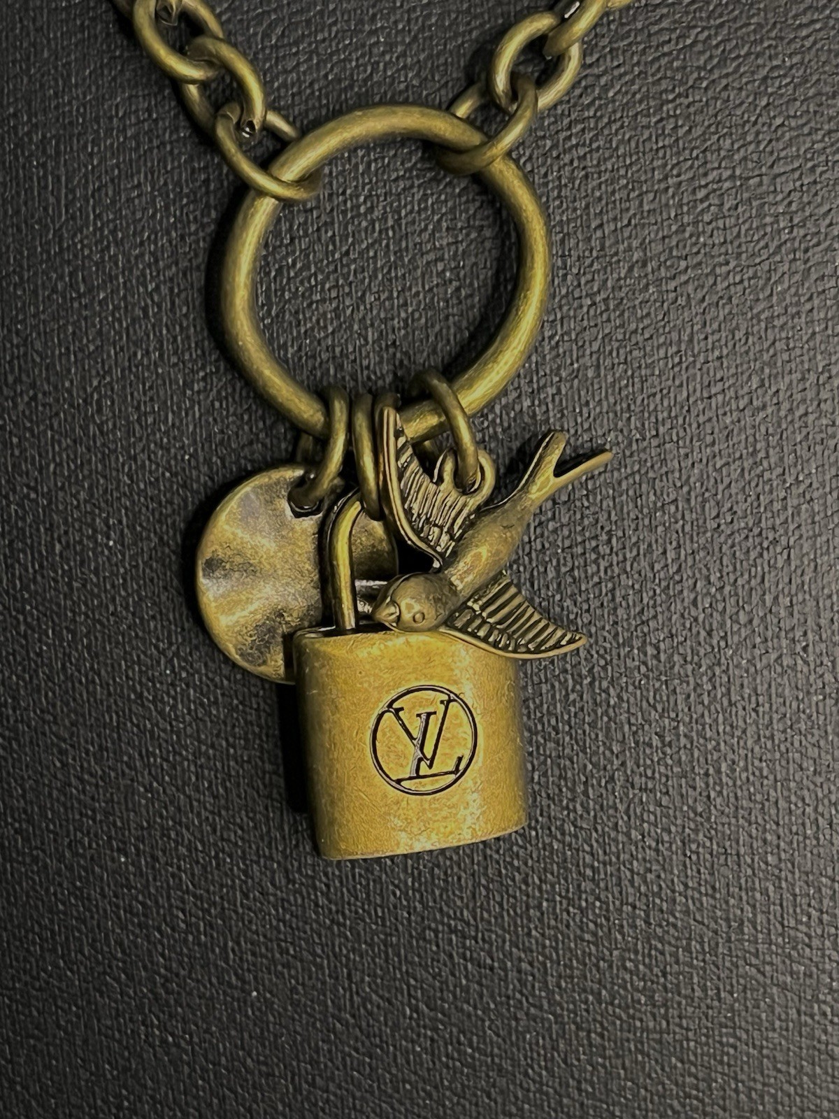 Bronze Lock Zipper Pull On Custom Chunky Link Charm Necklace