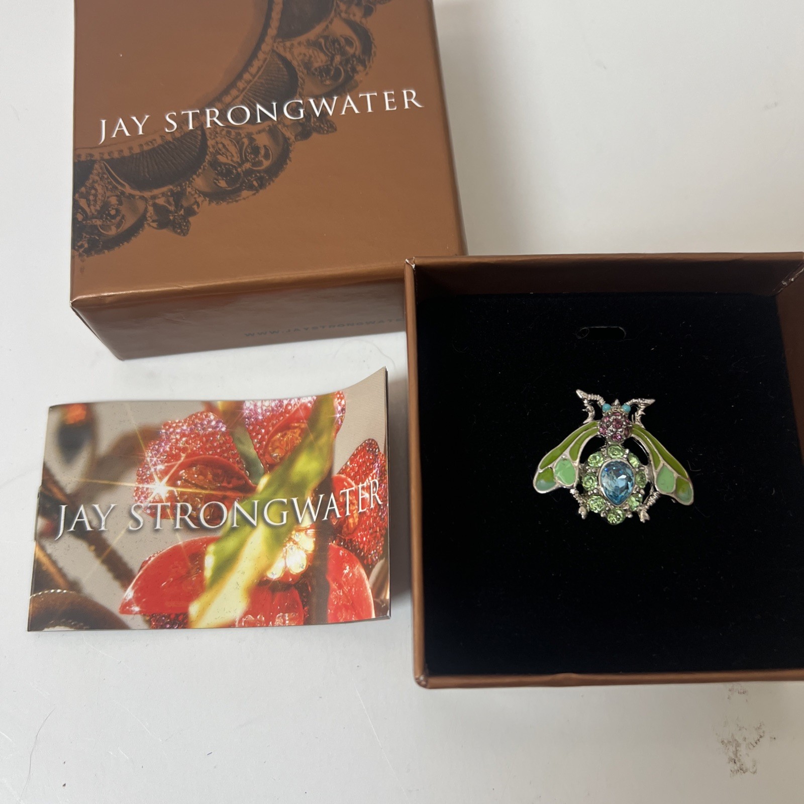 JAY STRONGWATER TACK WASP NILS PIN BROOCH Blue Teal Green SWAROVSKI NEW BOX