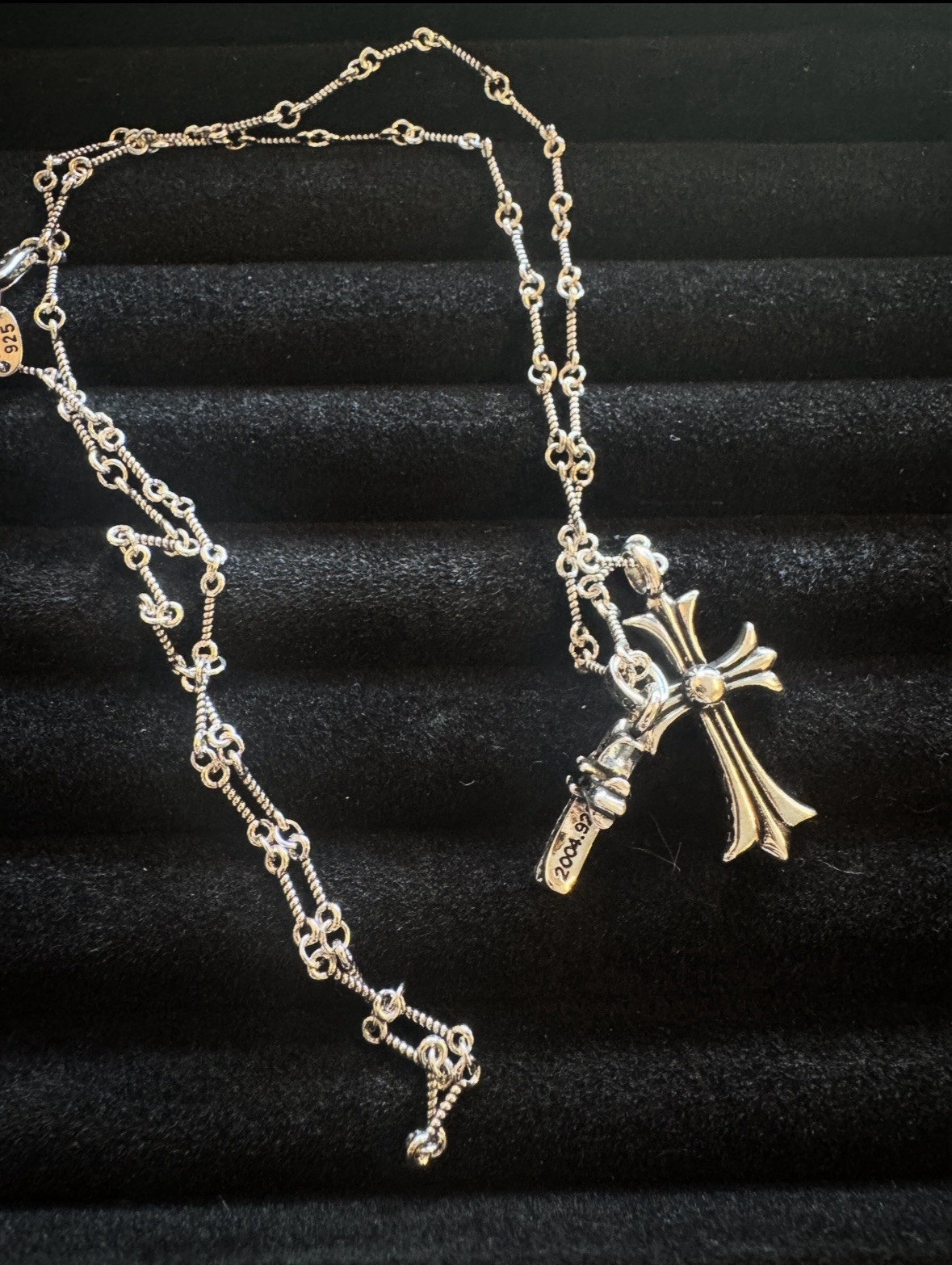 Gothic Cross Black Gemstone Necklace 55cm Chain Length