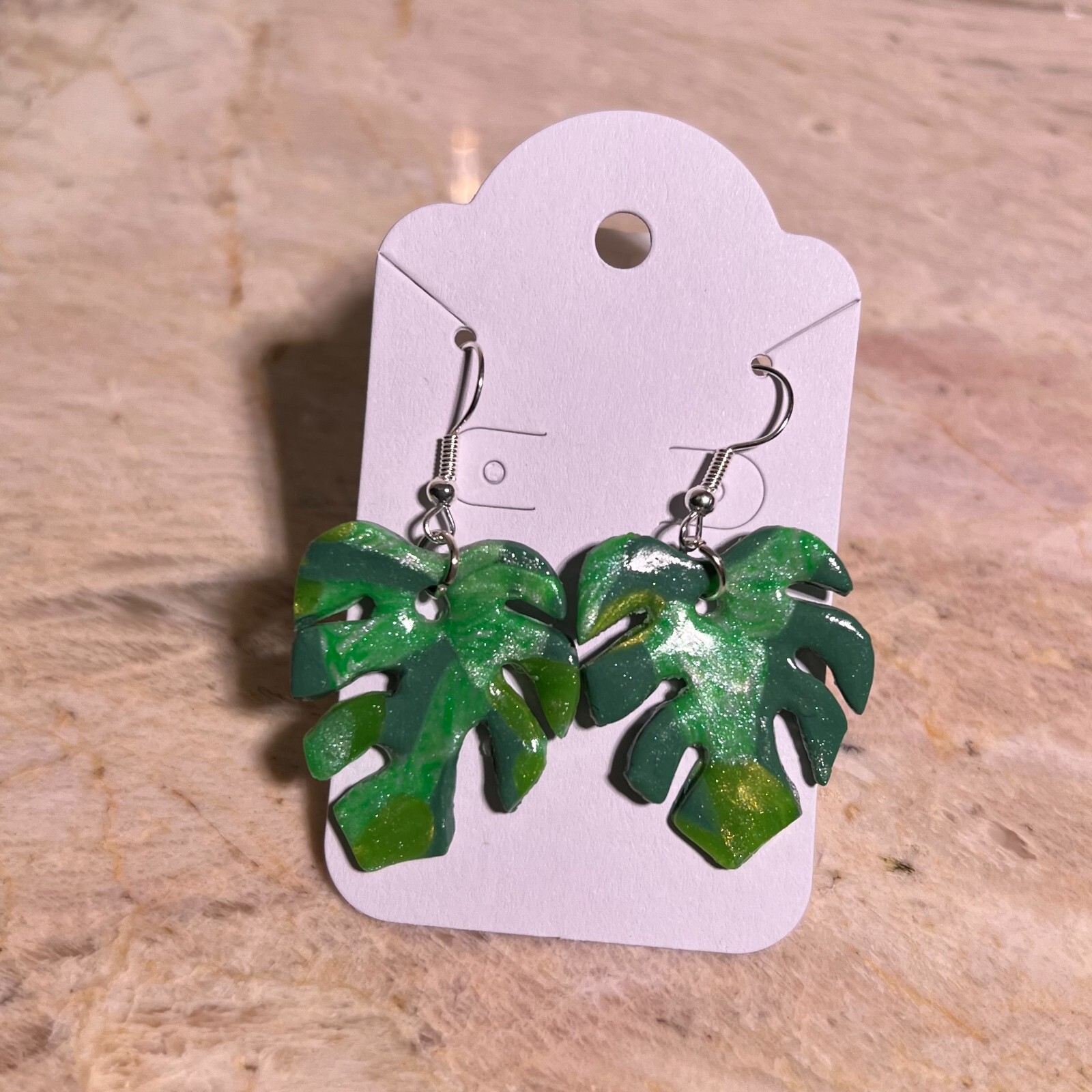 MONSTERA CLAY EARRINGS HANDMADE, GLAZED GREAT GIFT IDEA (SELECT FROM PHOTOS) #1