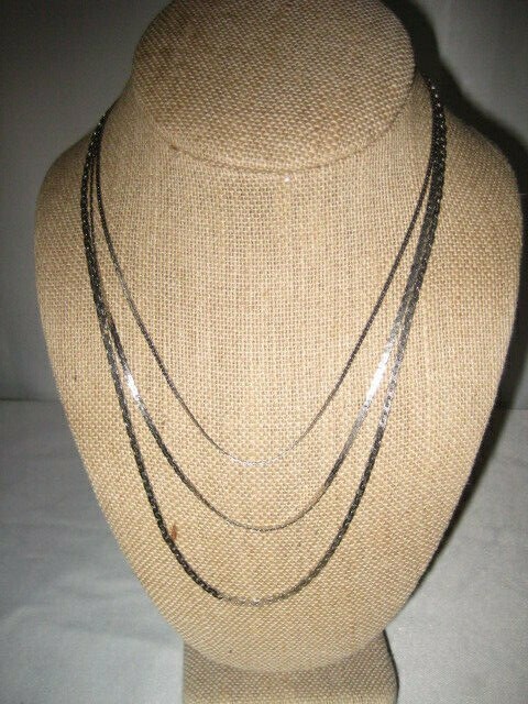 3 Graduated Strands Silver-tone Chain 16” to 20” Necklace
