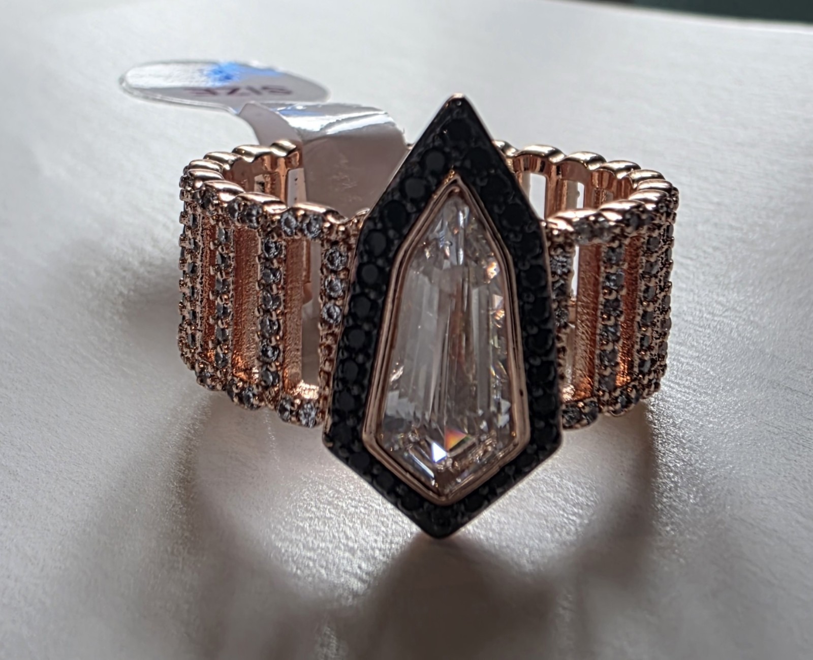 Velvet Ambush RG88717 Rose Gold Hematite Plated Cocktail Cubic Zirconia Ring Si…
