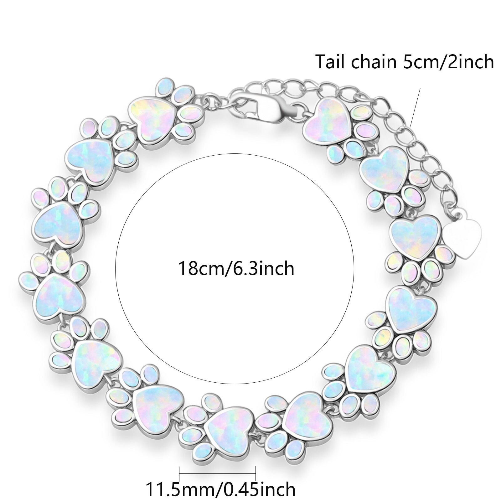 Hawaii White Opal Dog Paw Bracelet 925 Sterling Sliver Jewelry For Women Girls
