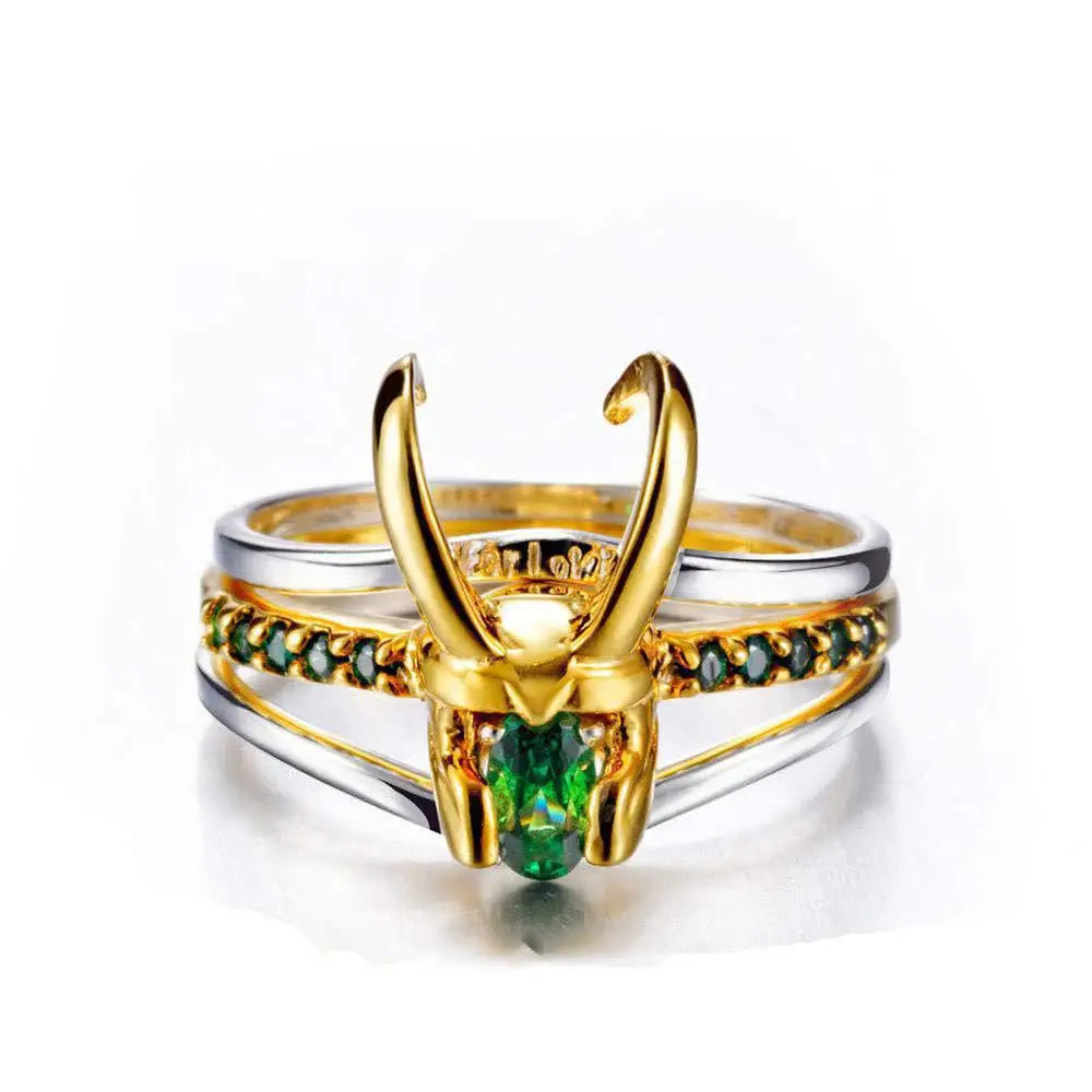 Loki Helmet Inspired Stacking Ring Set 3 Piece Mythology Men’s Unisex Jewelry