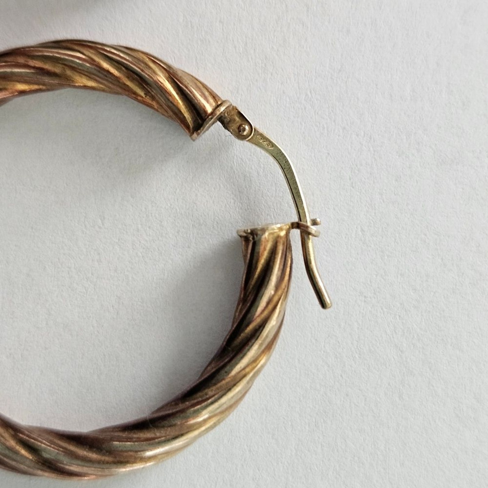 Vintage Sterling Silver Gold Plated Hoop Earrings Retro Bohemian Feminine