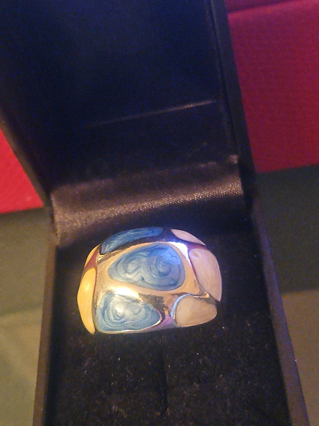 Enamel Silver Tone Dome Ring Size 8.75 NWOT